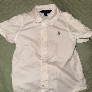 Polo by Ralph Lauren Girls' White Ruffle Collar Button-Up Shirt size 5